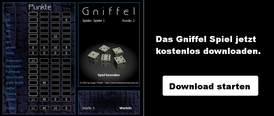Gniffeldownload in Kniffel Download
